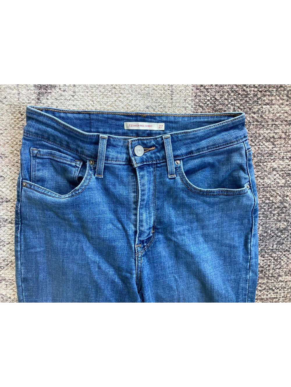 LEVIS 721 Women Sz 27 Blue Stretch Denim High Rise Skinny Jeans - Picture 2 of 9